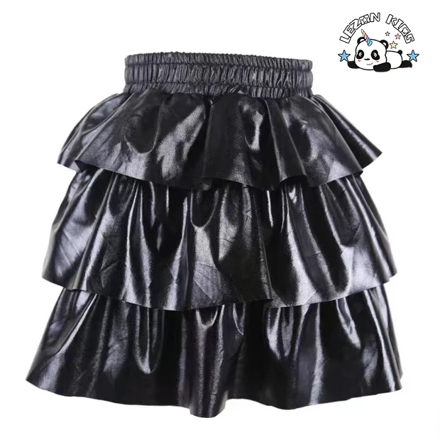 LEZONKIDS - Saias customizáveis para meninas novas moda verão cool metálico elástico cintura curta show festa para 2-14 anos de idade